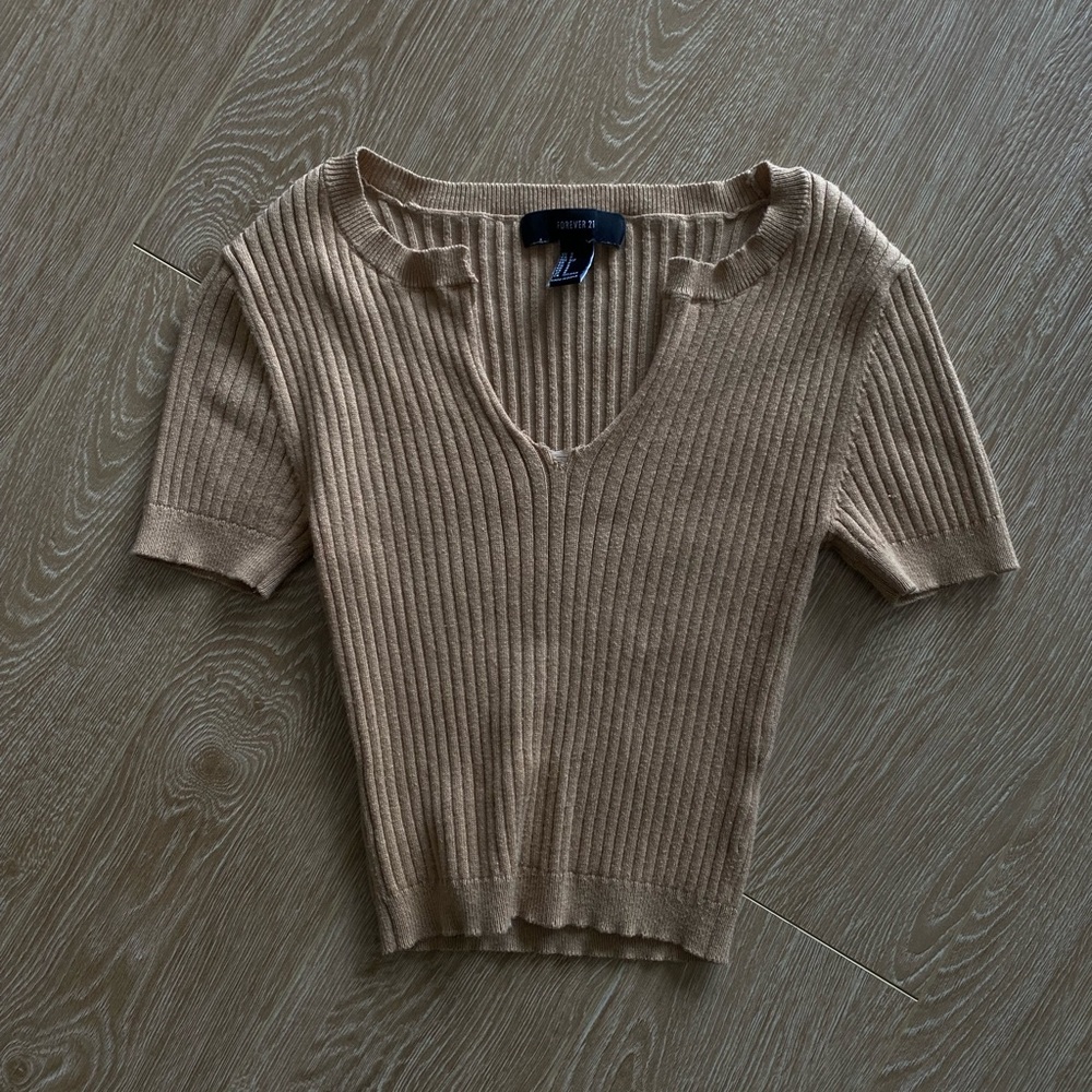 Ribbed Camel Crop Top